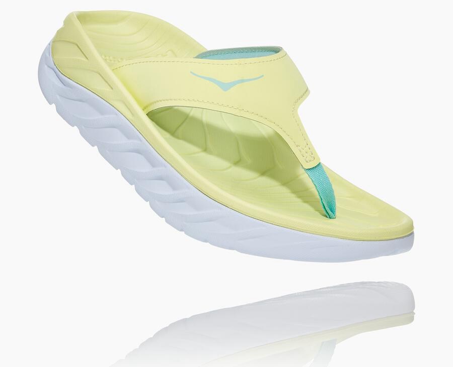 Hoka Australia One One ORA Recovery Flip - Womens Sandals Yellow/White - HSRJX-9604